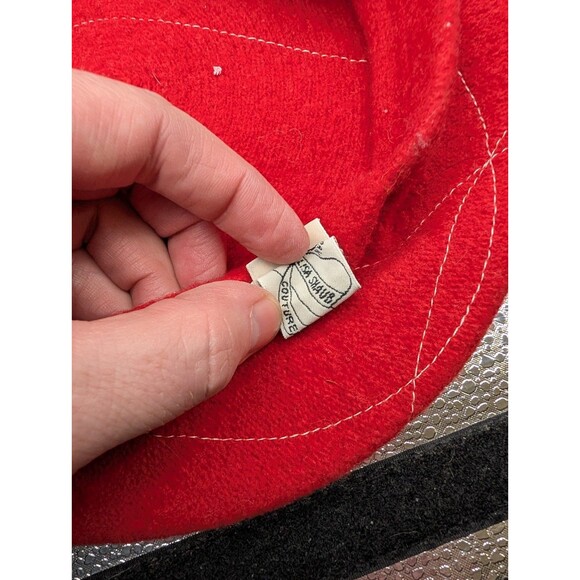 Lisa Shaub Couture NYC Red 100% Wool Beret Hat Hand-Stitched Millinery Designer main image 6